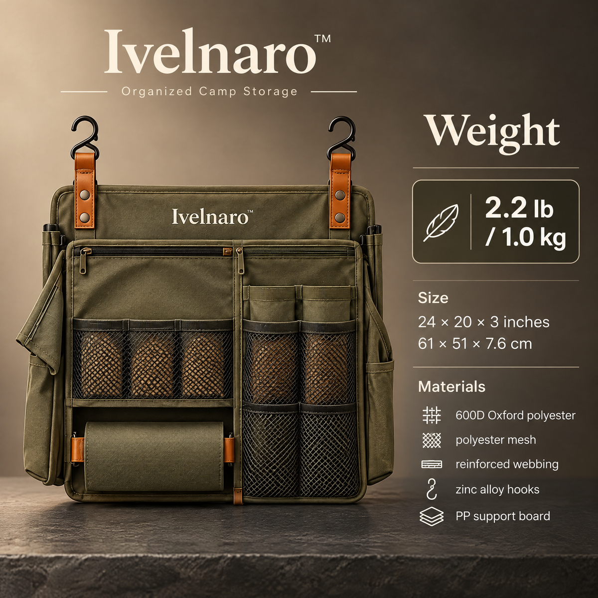 Ivelnaro™ FieldKitchen Hanging Camp Organizer