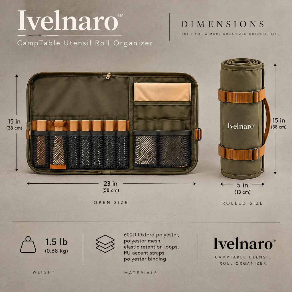 Ivelnaro™ CampTable Utensil Roll Organizer