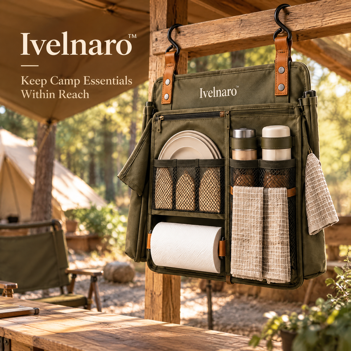 Ivelnaro™ FieldKitchen Hanging Camp Organizer