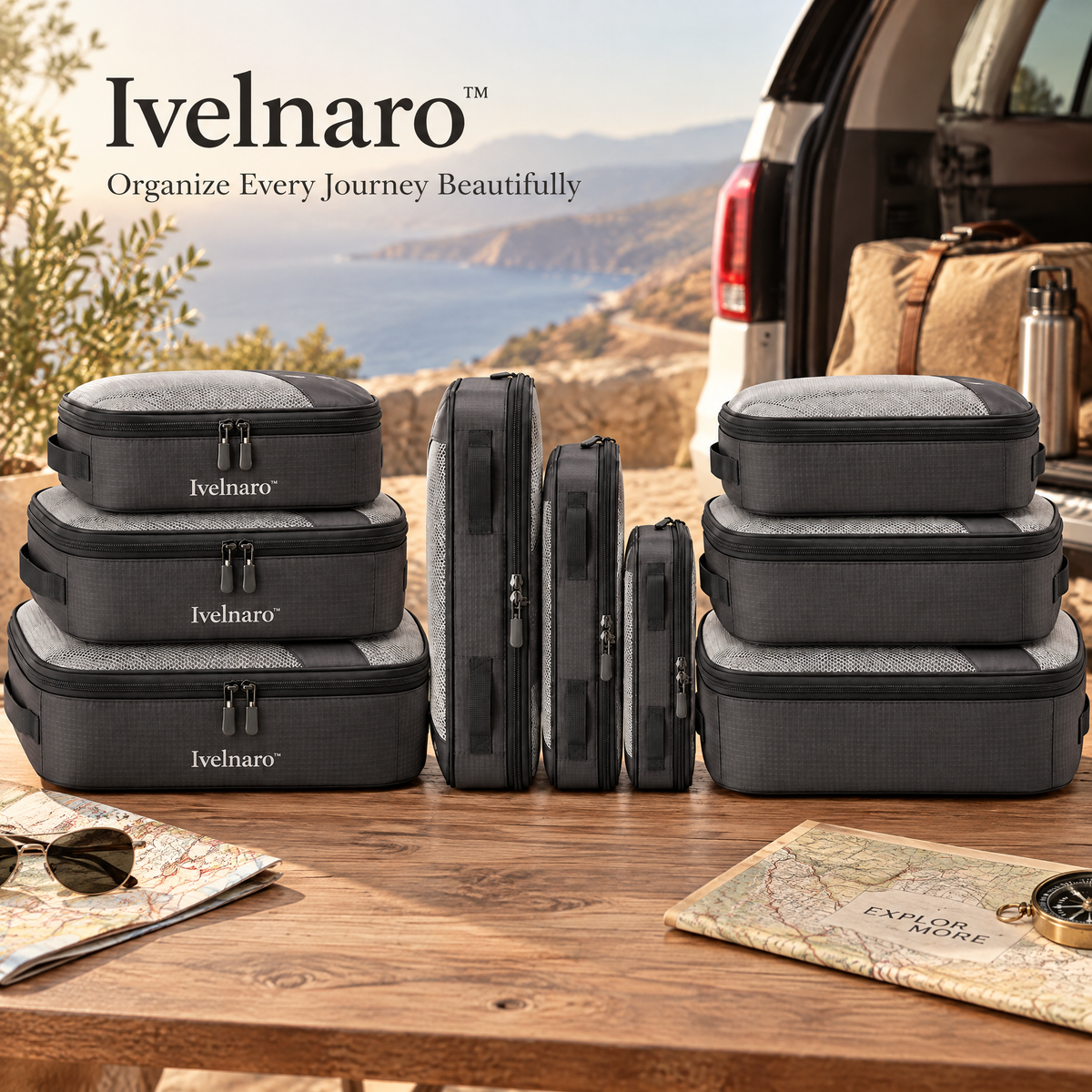 Ivelnaro™ FoldFlat 6-Piece Packing Cube Set