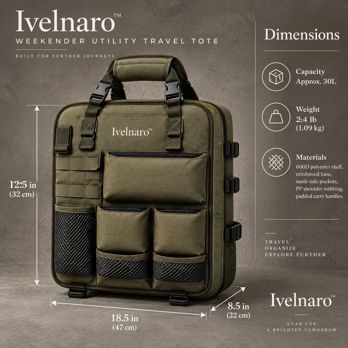 Ivelnaro™ Weekender Utility Travel Tote