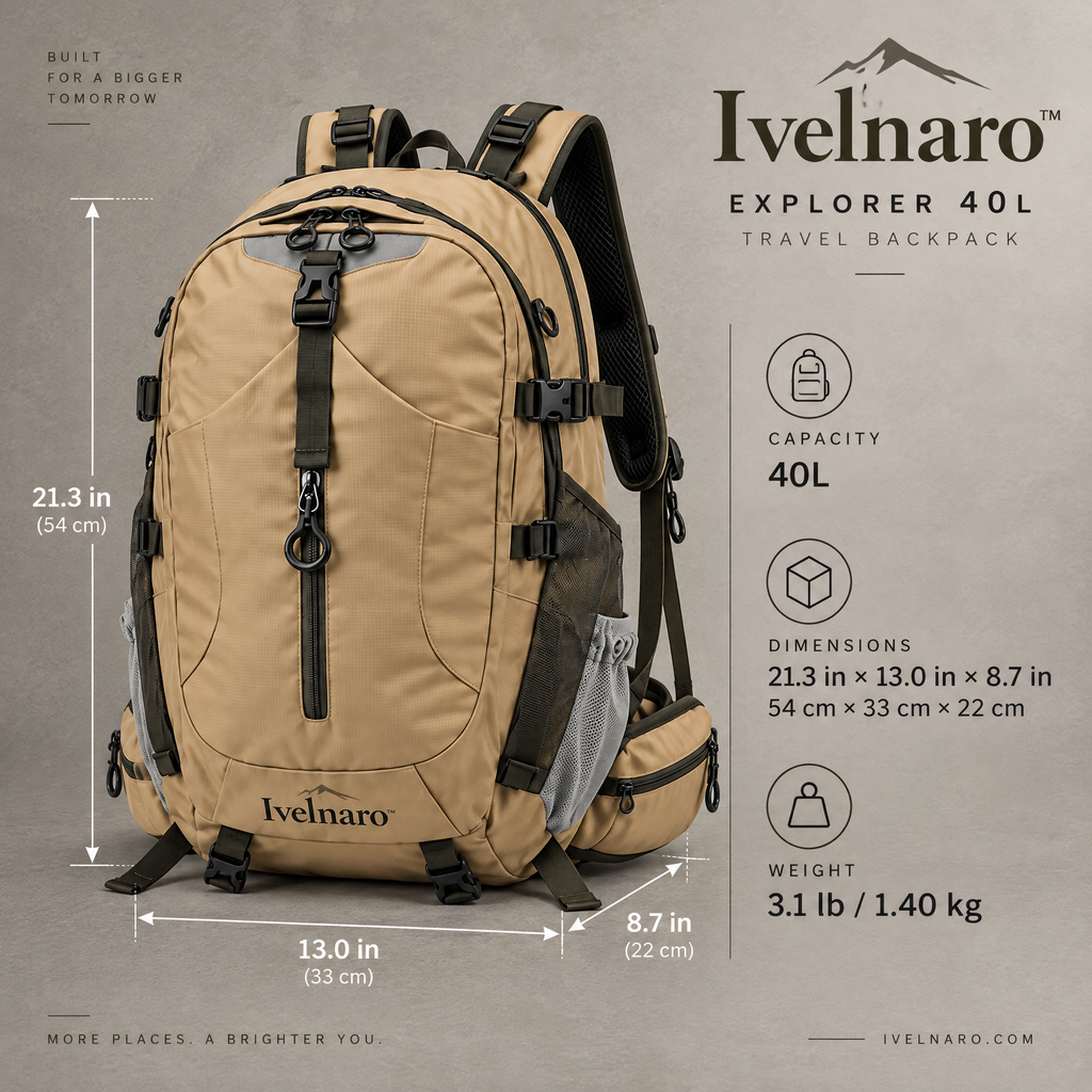 Ivelnaro™ Explorer 40L Travel Backpack