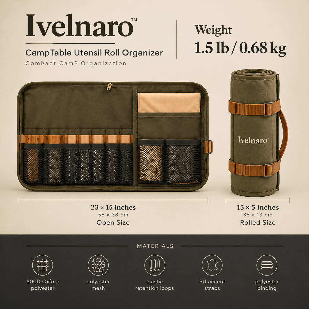 Ivelnaro™ CampTable Utensil Roll Organizer