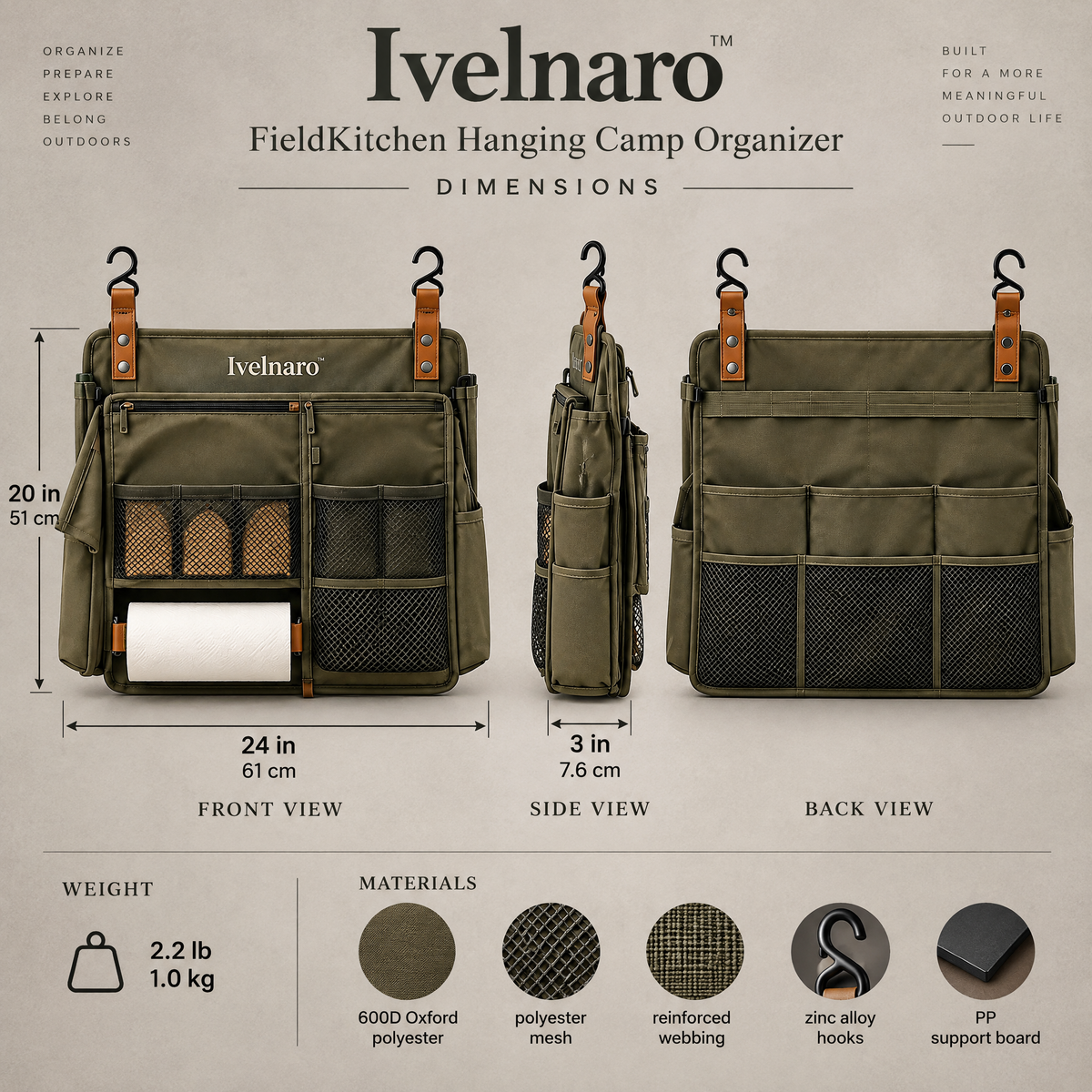 Ivelnaro™ FieldKitchen Hanging Camp Organizer